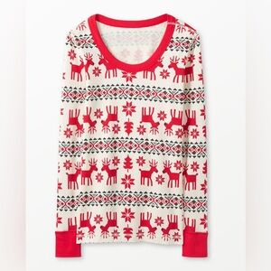 Hanna Andersson Women's Holiday Long John Pajama Scoopneck Top